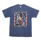 HANES Mens Blue Graphic T-Shirt M Short Sleeve Crew Neck Cotton Blend