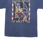 HANES Mens Blue Graphic T-Shirt M Short Sleeve Crew Neck Cotton Blend