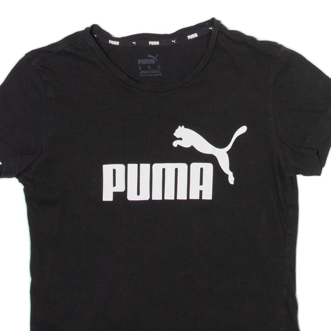 PUMA Womens T-Shirt Black Crew Neck XS
