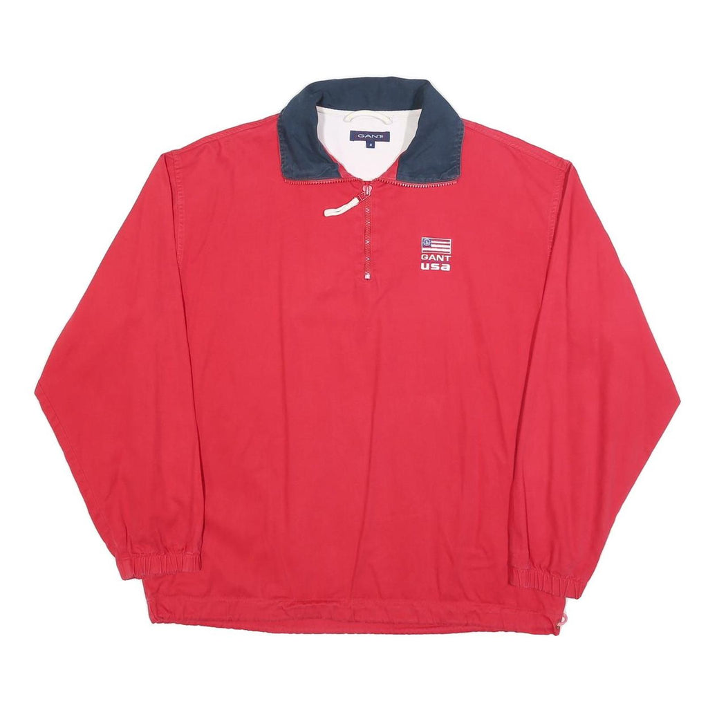 GANT Mens Red Navy USA Collar S Cotton Blend Pullover Sweatshirt