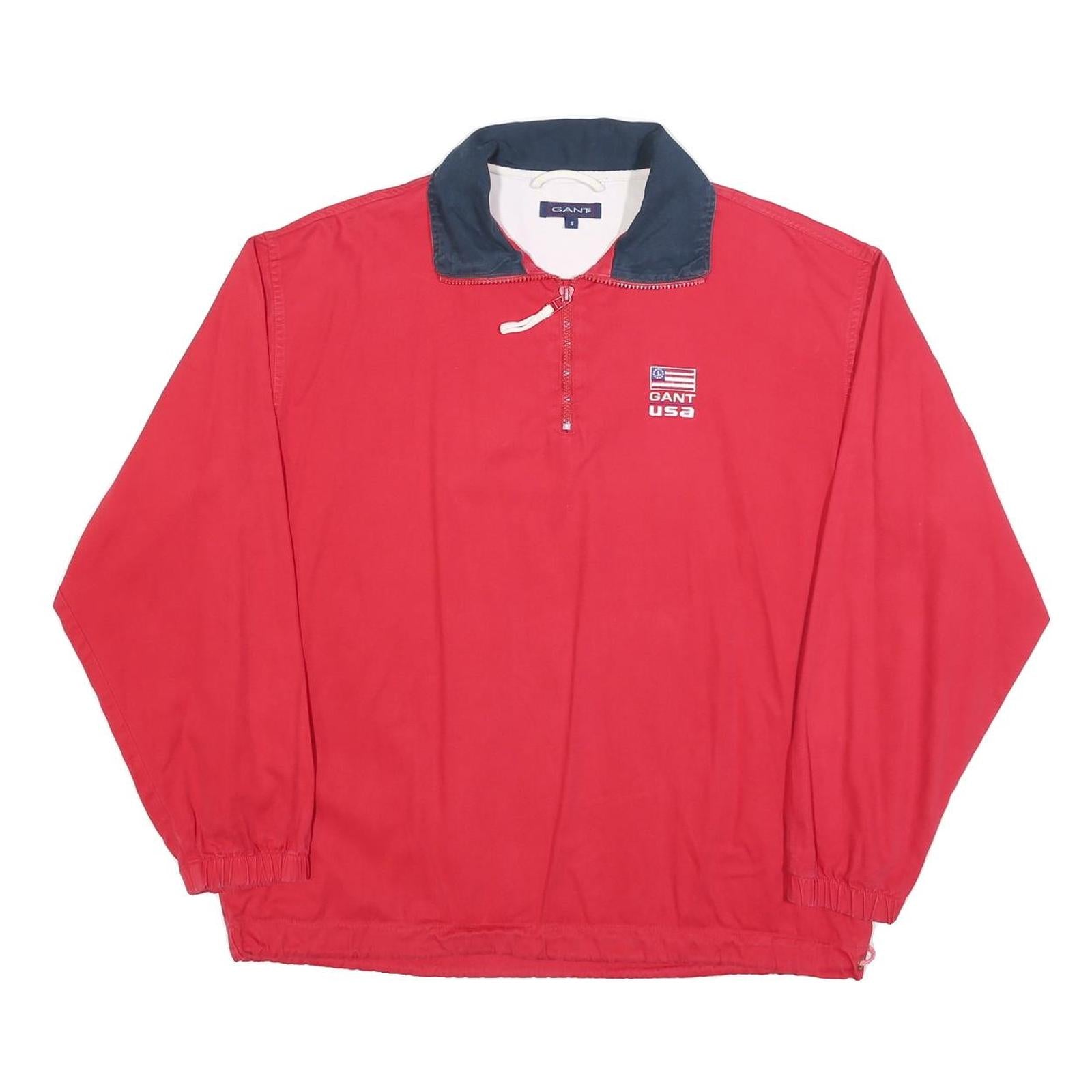 GANT Mens Red Navy USA Collar S Cotton Blend Pullover Sweatshirt