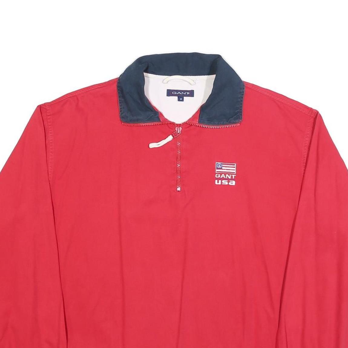 GANT Mens Red Navy USA Collar S Cotton Blend Pullover Sweatshirt