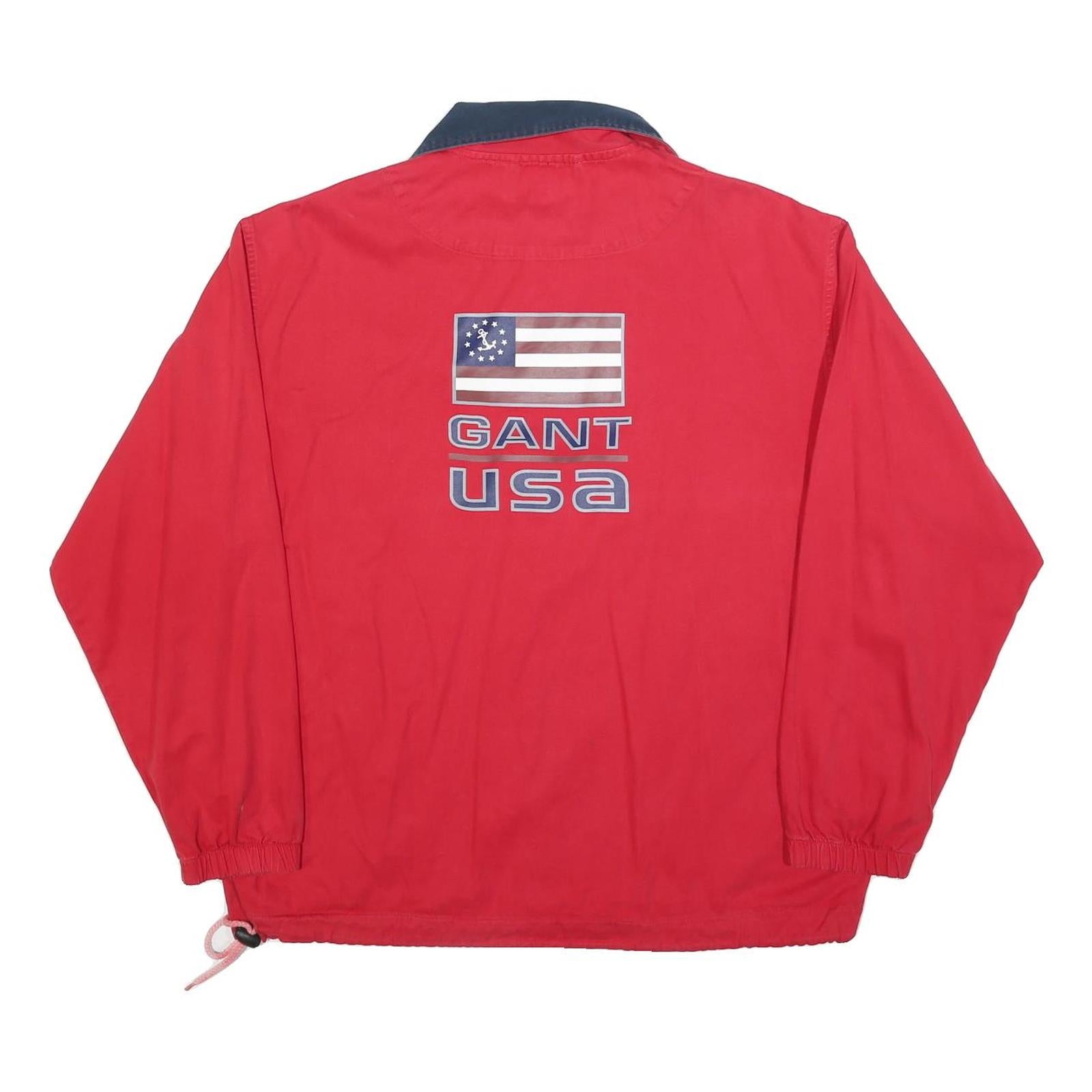 GANT Mens Red Navy USA Collar S Cotton Blend Pullover Sweatshirt