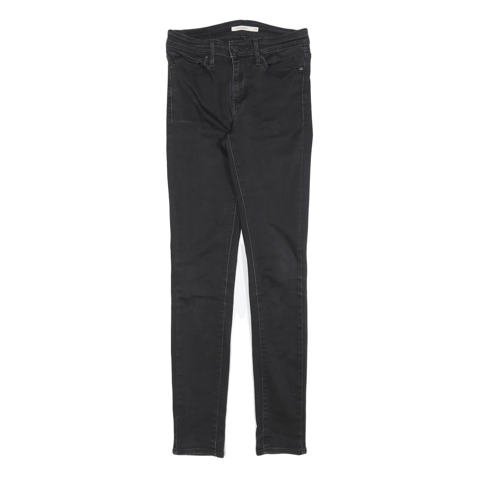 LEVI'S Womens Black Slim Skinny Denim Jeans Cotton Blend W26 L32 Zip