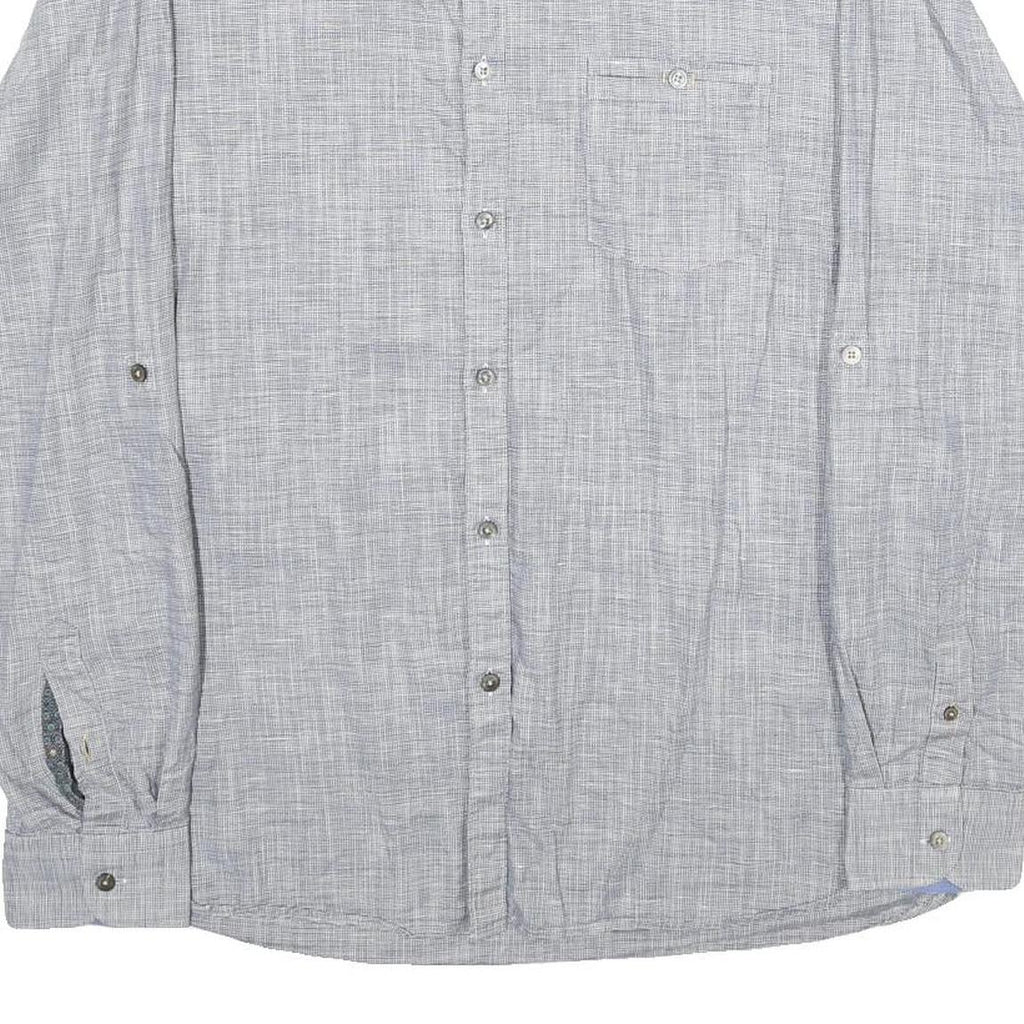 TED BAKER Mens Grey Cotton Blend Casual Shirt L Button Collar Long Sleeve