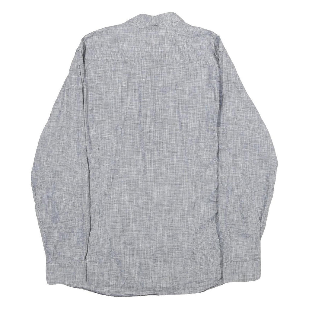 TED BAKER Mens Grey Cotton Blend Casual Shirt L Button Collar Long Sleeve