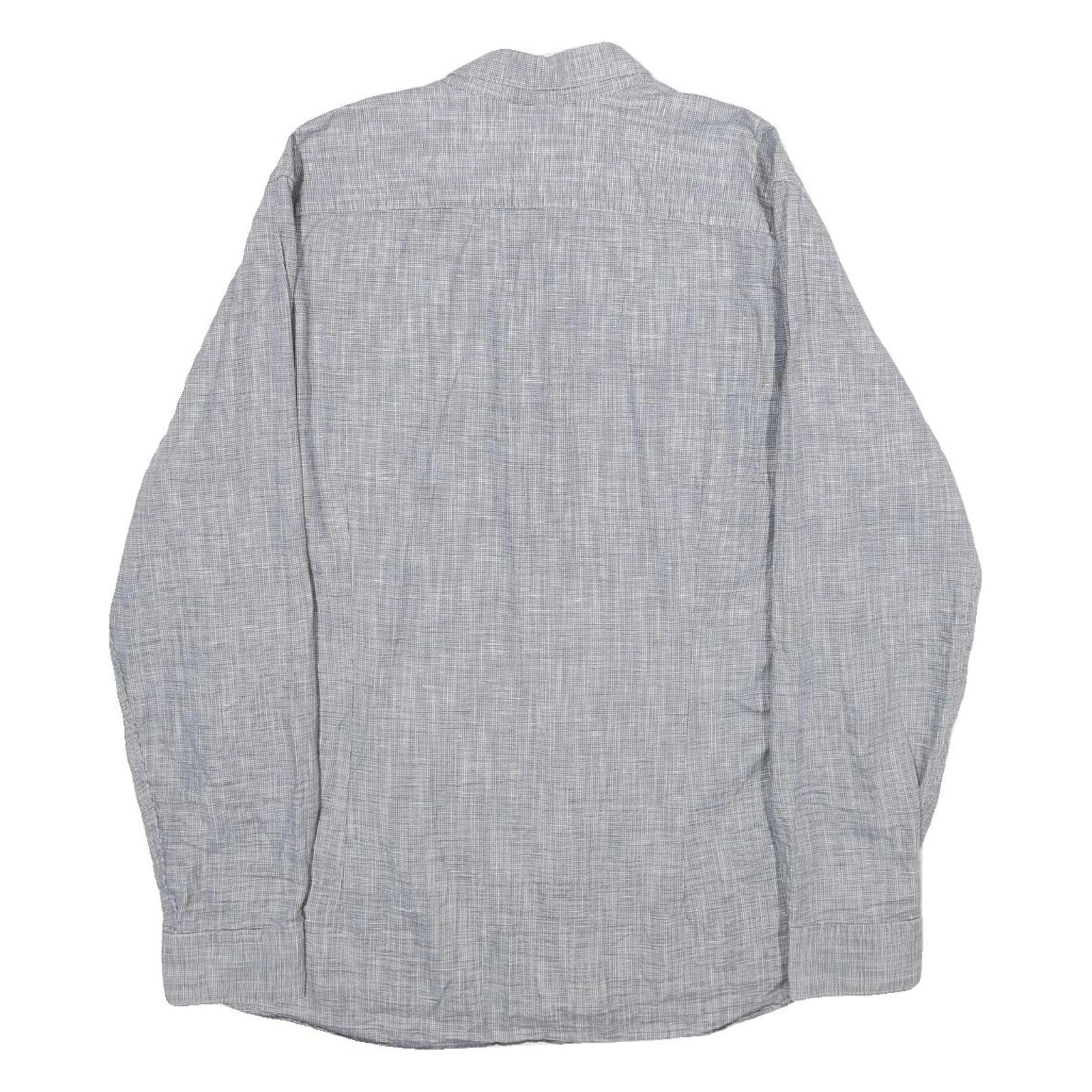 TED BAKER Mens Grey Cotton Blend Casual Shirt L Button Collar Long Sleeve