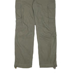 CASUAL X Mens Polyester Blend Relaxed Cargo Green Trousers W34 L31 Zip Closure