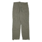 CASUAL X Mens Polyester Blend Relaxed Cargo Green Trousers W34 L31 Zip Closure