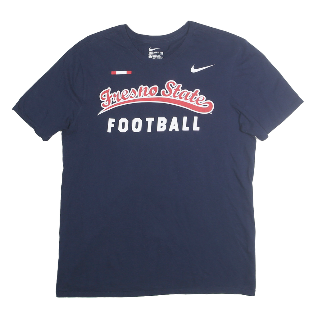 NIKE Mens Navy Fresno State Football Graphic T-Shirt M Crew Neck Short Sleeve