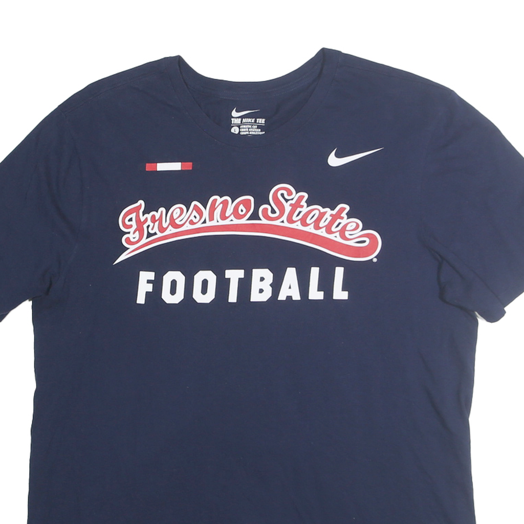 NIKE Mens Navy Fresno State Football Graphic T-Shirt M Crew Neck Short Sleeve