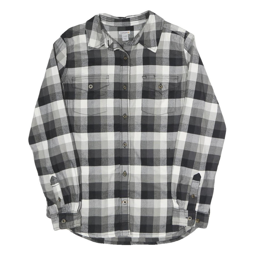 CARHARTT Womens Black & Grey Check Shirt S Workwear Casual Flannel Button-Up