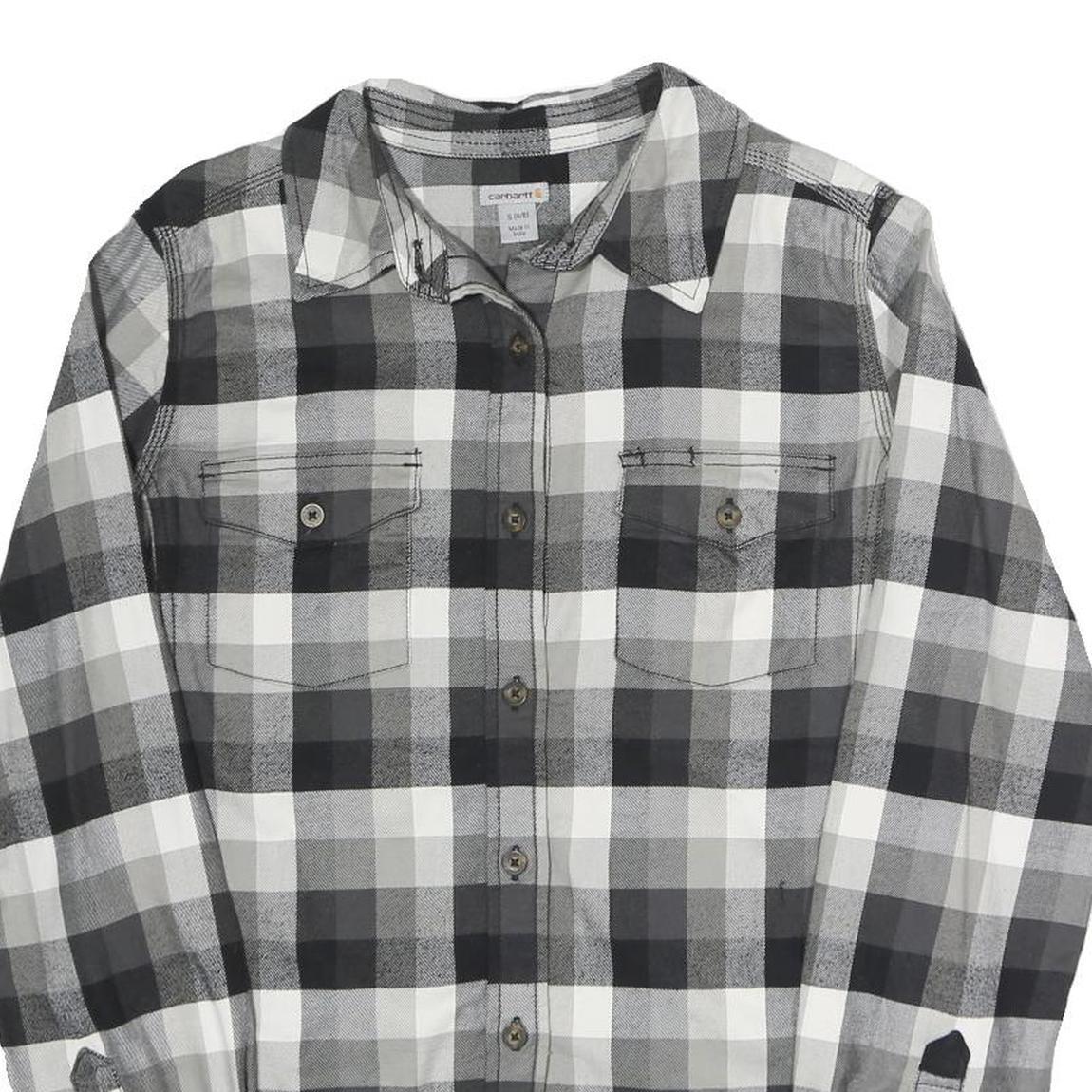 CARHARTT Womens Black & Grey Check Shirt S Workwear Casual Flannel Button-Up
