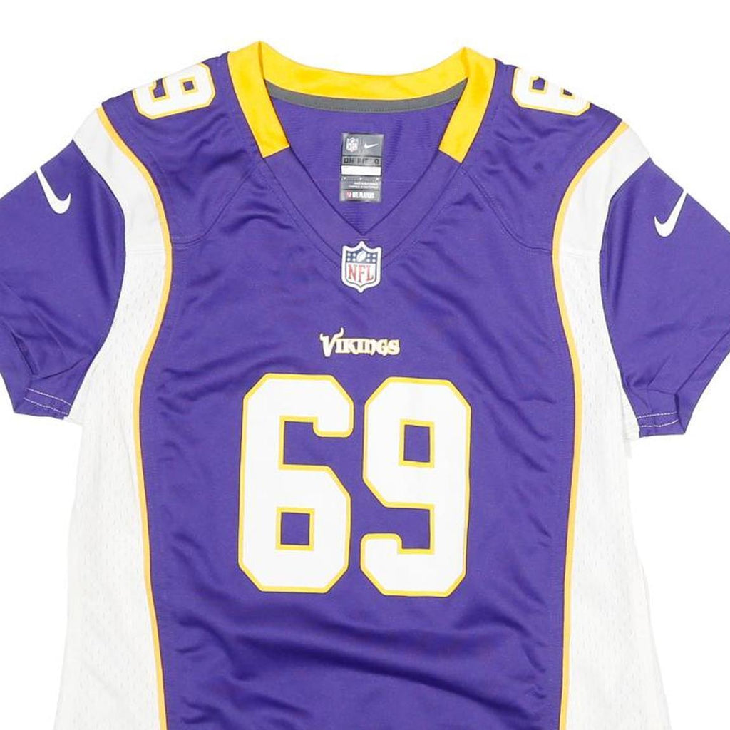 NIKE Womens Purple & White Vikings Football Shirt M Short Sleeve V-Neck NFL