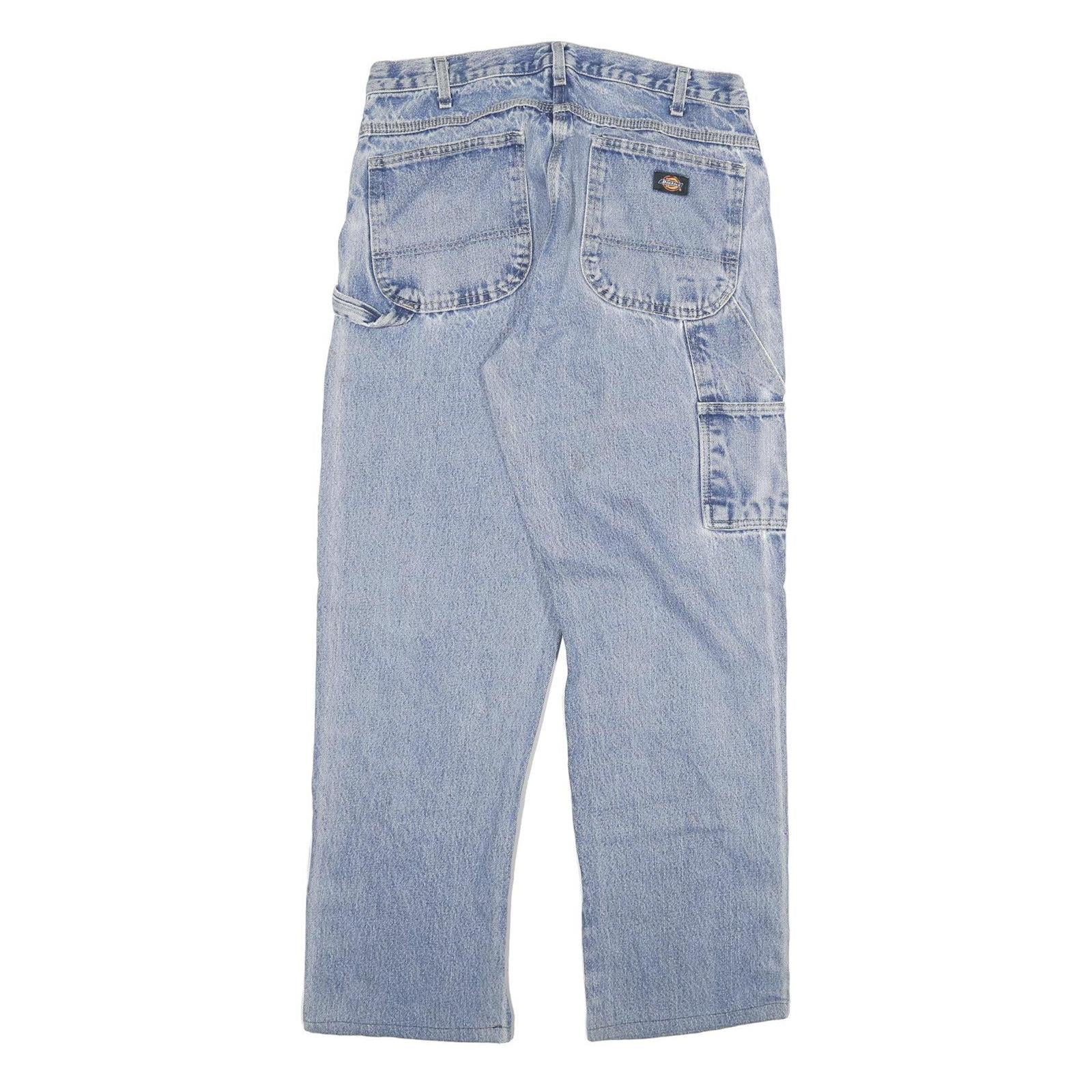 DICKIES Mens Regular Fit Light Blue Denim Jeans W34 L31 Workwear Casual Zip