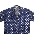 WINDRIDGE Womens Blue & White Polka Dot Shirt Short Sleeve Collared S