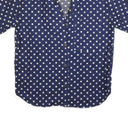WINDRIDGE Womens Blue & White Polka Dot Shirt Short Sleeve Collared S