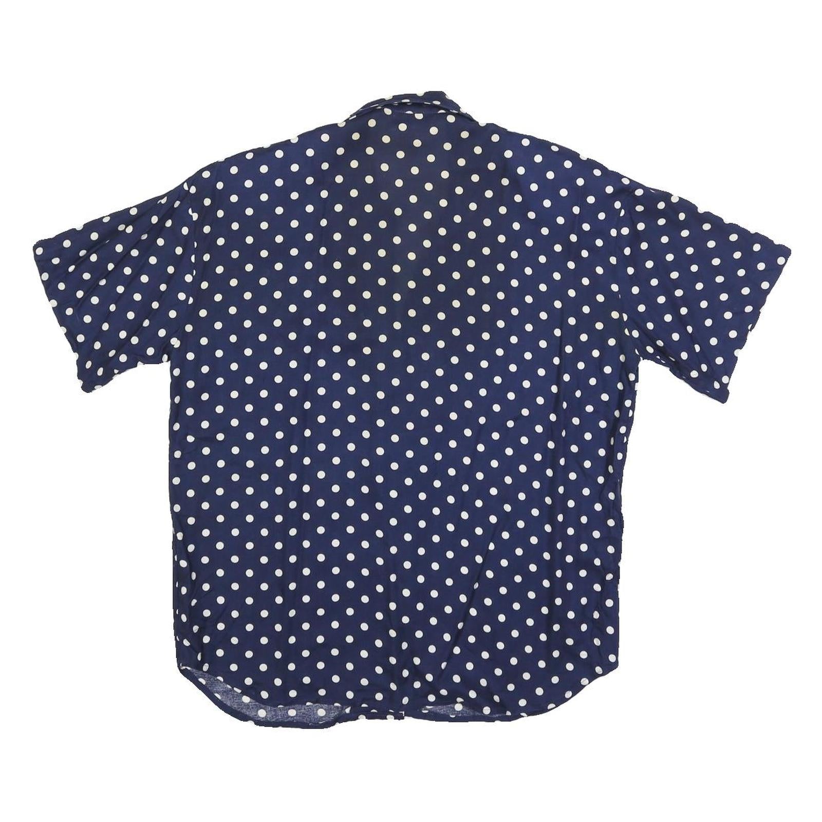WINDRIDGE Womens Blue & White Polka Dot Shirt Short Sleeve Collared S