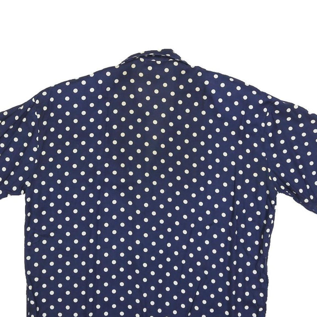 WINDRIDGE Womens Blue & White Polka Dot Shirt Short Sleeve Collared S