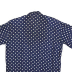 WINDRIDGE Womens Blue & White Polka Dot Shirt Short Sleeve Collared S