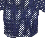 WINDRIDGE Womens Blue & White Polka Dot Shirt Short Sleeve Collared S