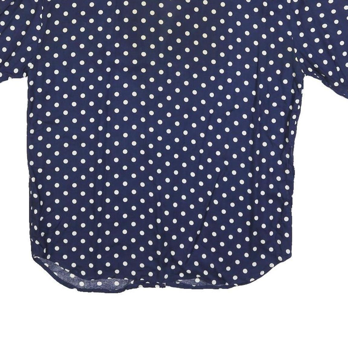 WINDRIDGE Womens Blue & White Polka Dot Shirt Short Sleeve Collared S