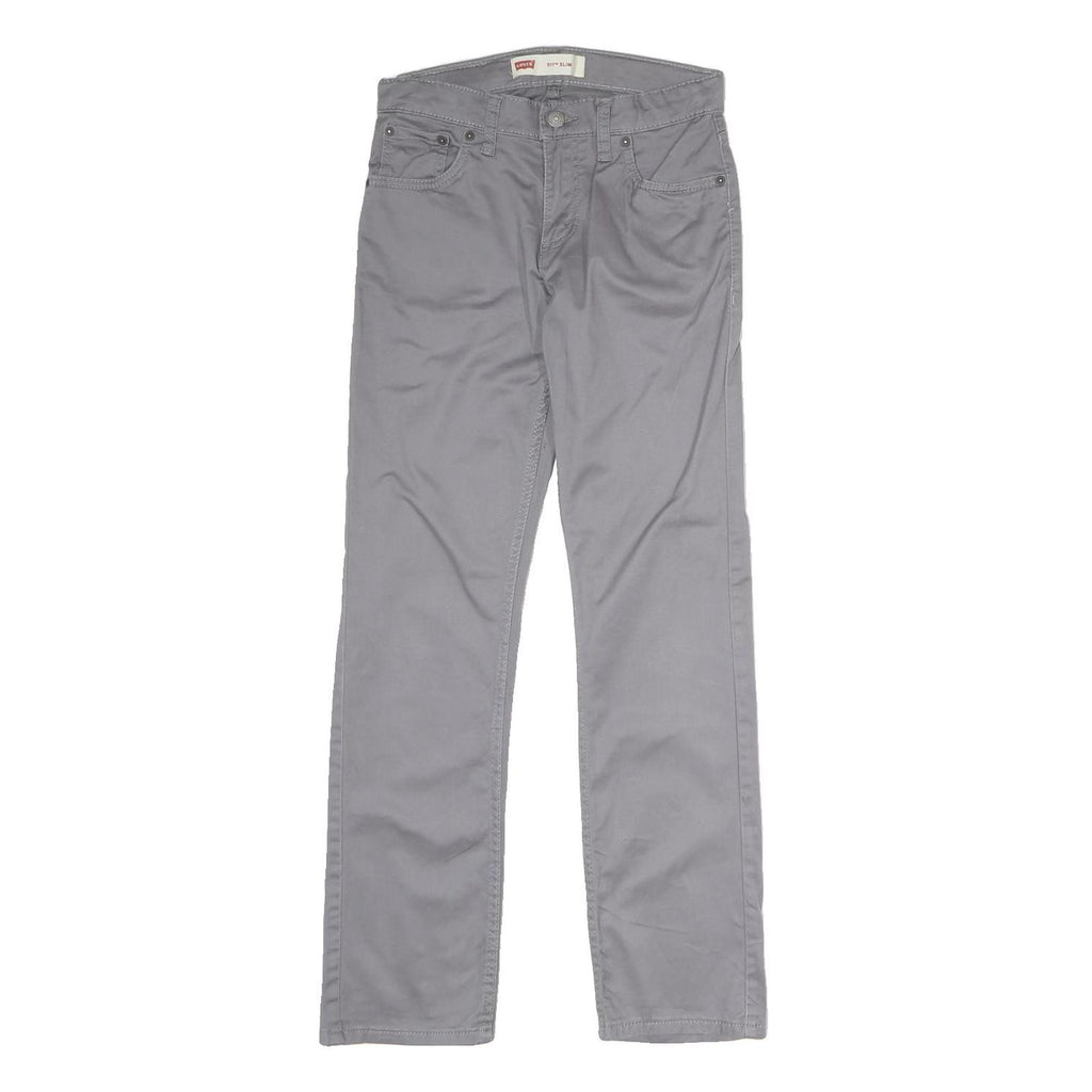 LEVI'S Mens Cotton Blend Grey Slim Straight Trousers W27 L28 Casual Zip Closure