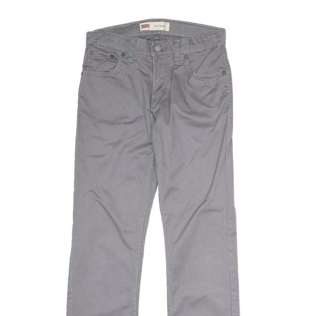 LEVI'S Mens Cotton Blend Grey Slim Straight Trousers W27 L28 Casual Zip Closure