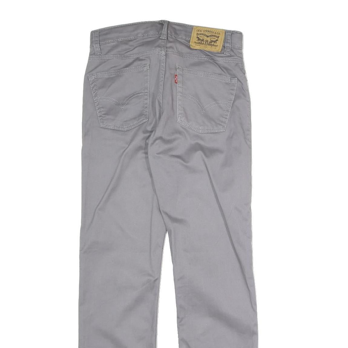 LEVI'S Mens Cotton Blend Grey Slim Straight Trousers W27 L28 Casual Zip Closure