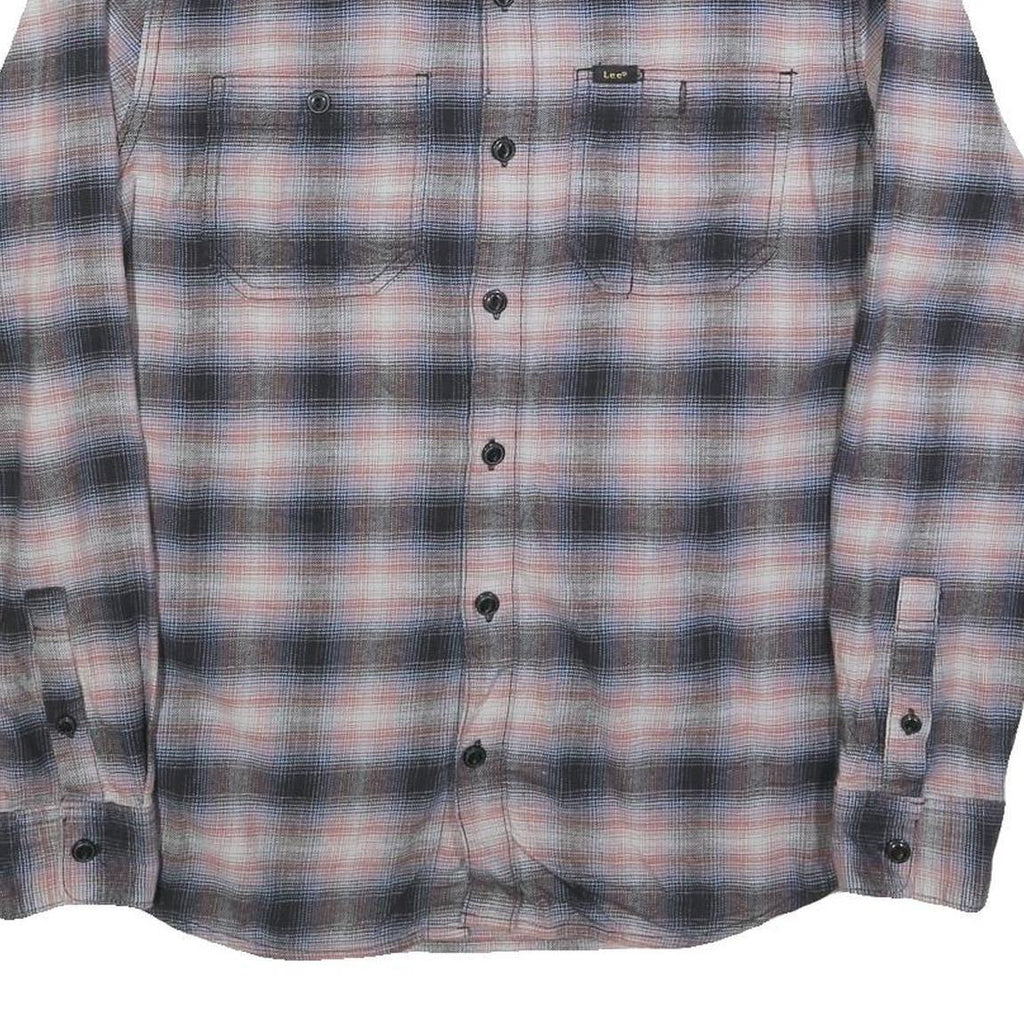 LEE Mens Blue & Pink Check Shirt M Cotton Blend Casual Long Sleeve Button Shirt