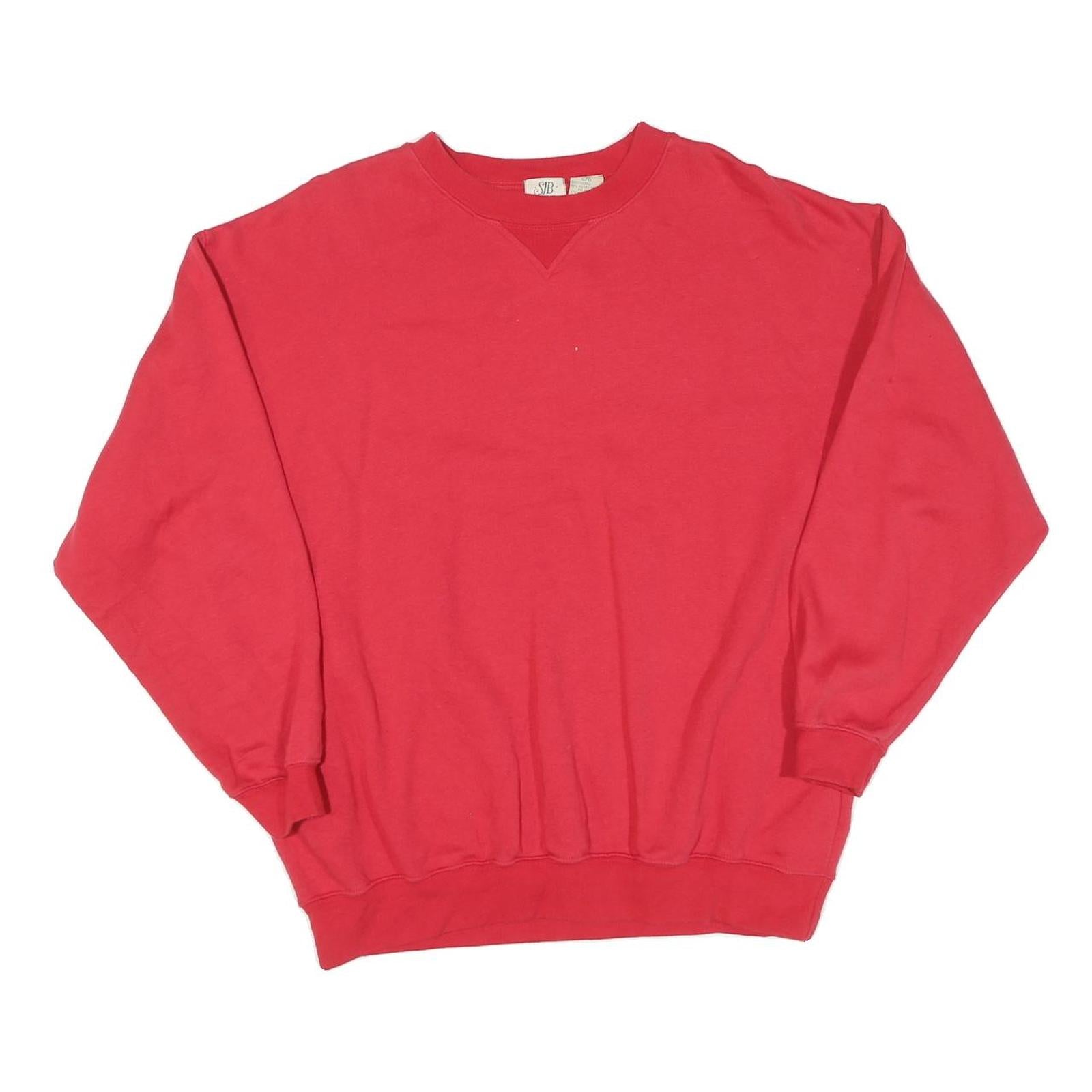 Mens Red Sweatshirt Crew Neck L Cotton Blend Plain Regular Fit Casual