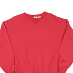 Mens Red Sweatshirt Crew Neck L Cotton Blend Plain Regular Fit Casual