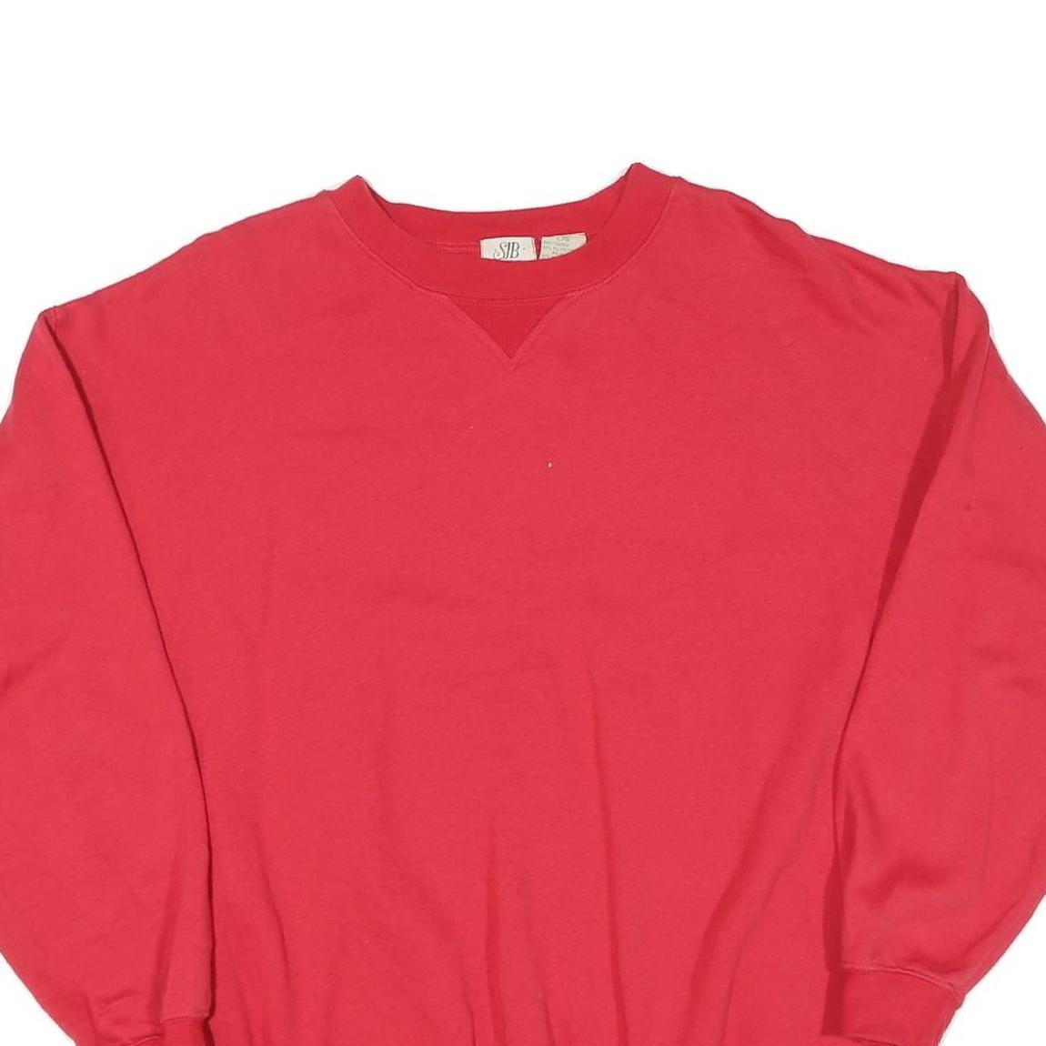 Mens Red Sweatshirt Crew Neck L Cotton Blend Plain Regular Fit Casual
