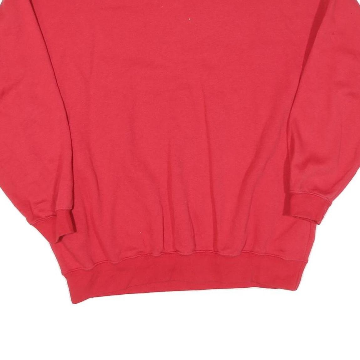 Mens Red Sweatshirt Crew Neck L Cotton Blend Plain Regular Fit Casual