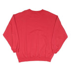 Mens Red Sweatshirt Crew Neck L Cotton Blend Plain Regular Fit Casual