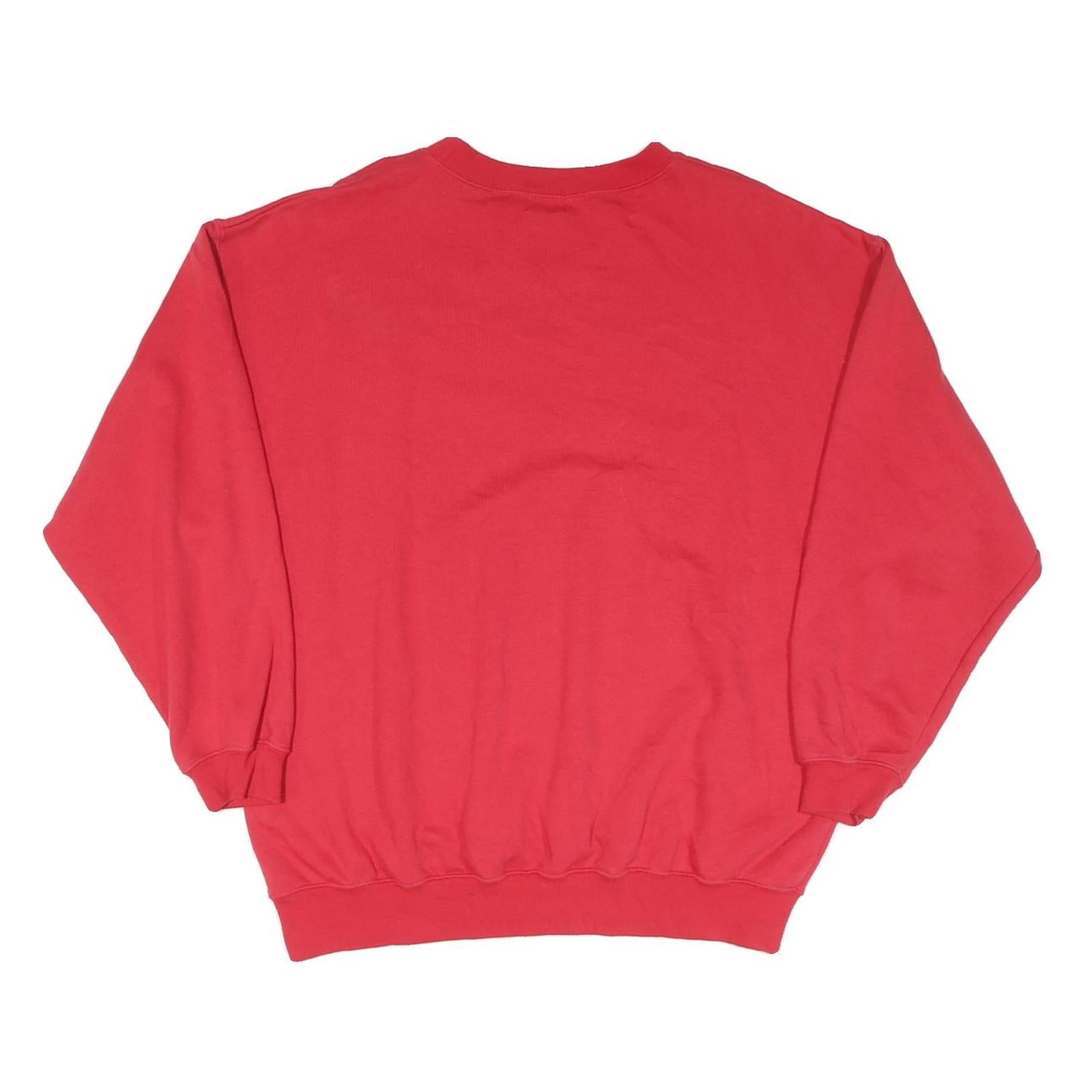Mens Red Sweatshirt Crew Neck L Cotton Blend Plain Regular Fit Casual