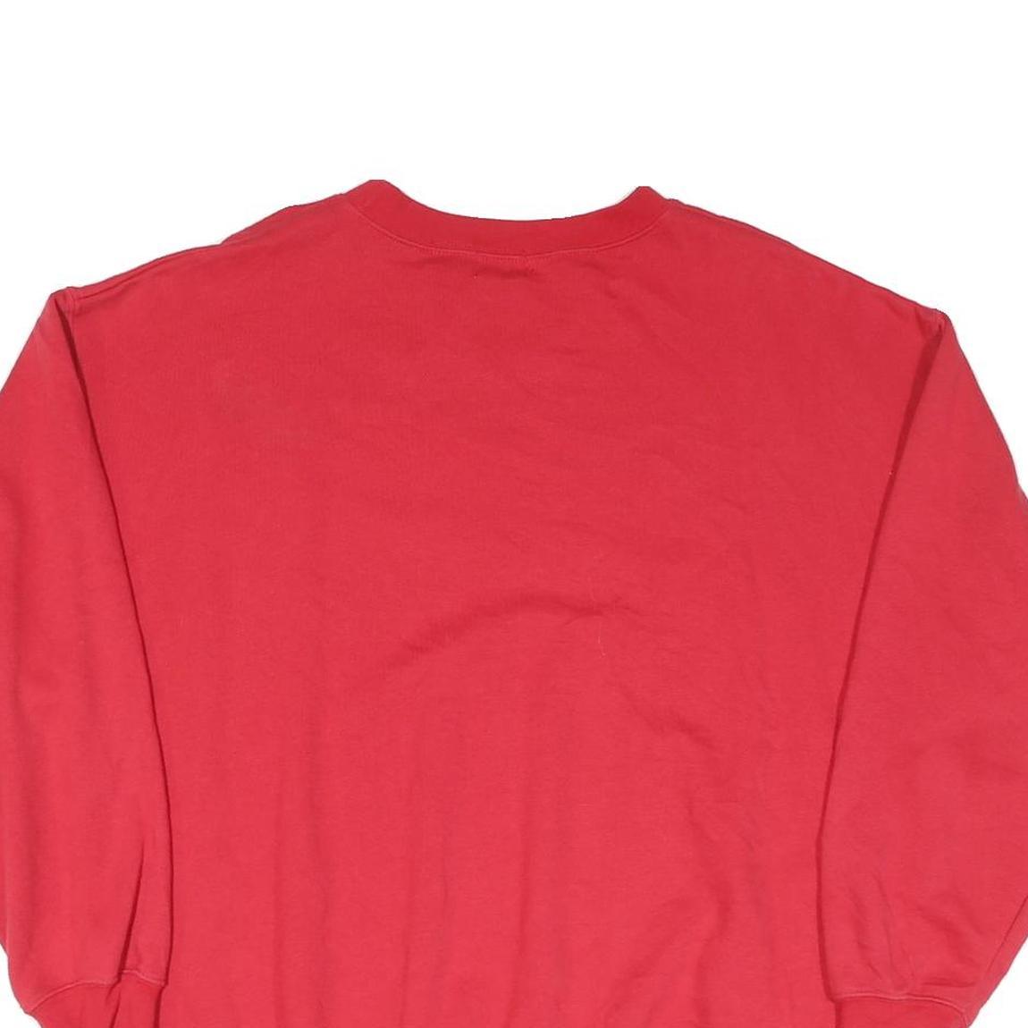 Mens Red Sweatshirt Crew Neck L Cotton Blend Plain Regular Fit Casual