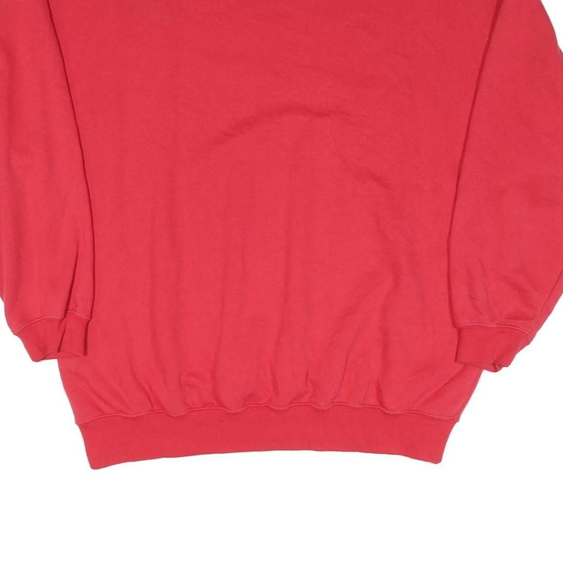 Mens Red Sweatshirt Crew Neck L Cotton Blend Plain Regular Fit Casual