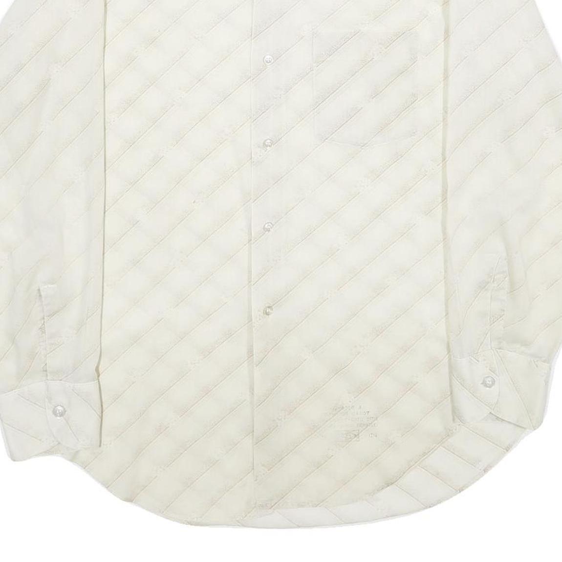 Mens White Polyester Blend Plain Shirt M Classic Collar Long Sleeve Button