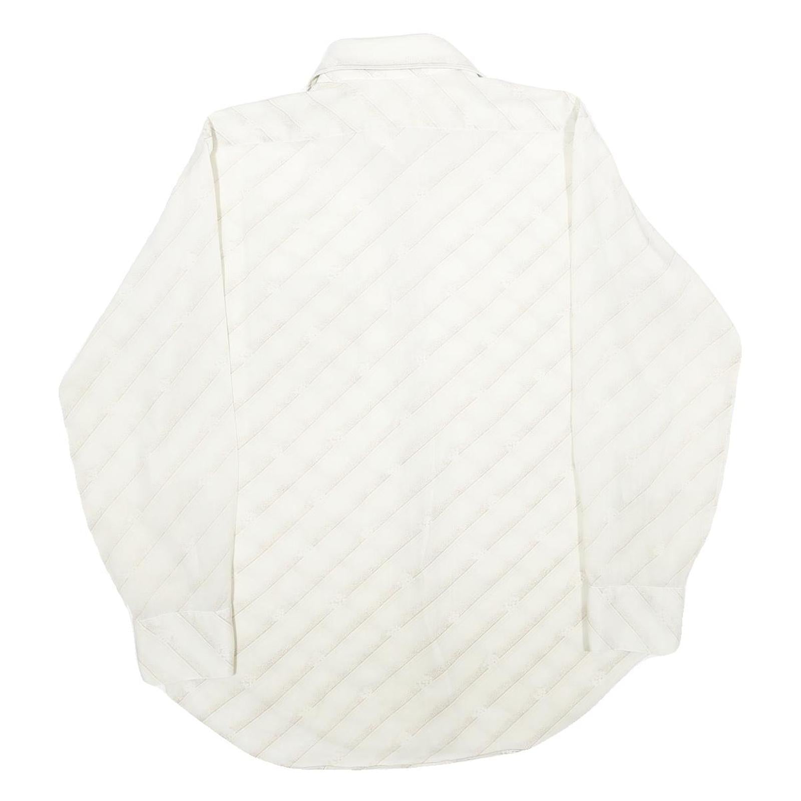 Mens White Polyester Blend Plain Shirt M Classic Collar Long Sleeve Button