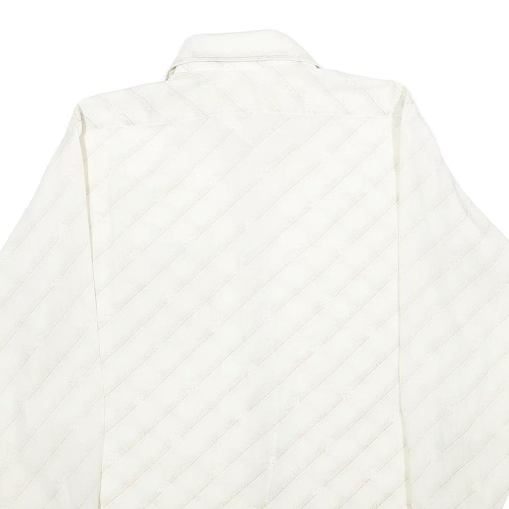 Mens White Polyester Blend Plain Shirt M Classic Collar Long Sleeve Button