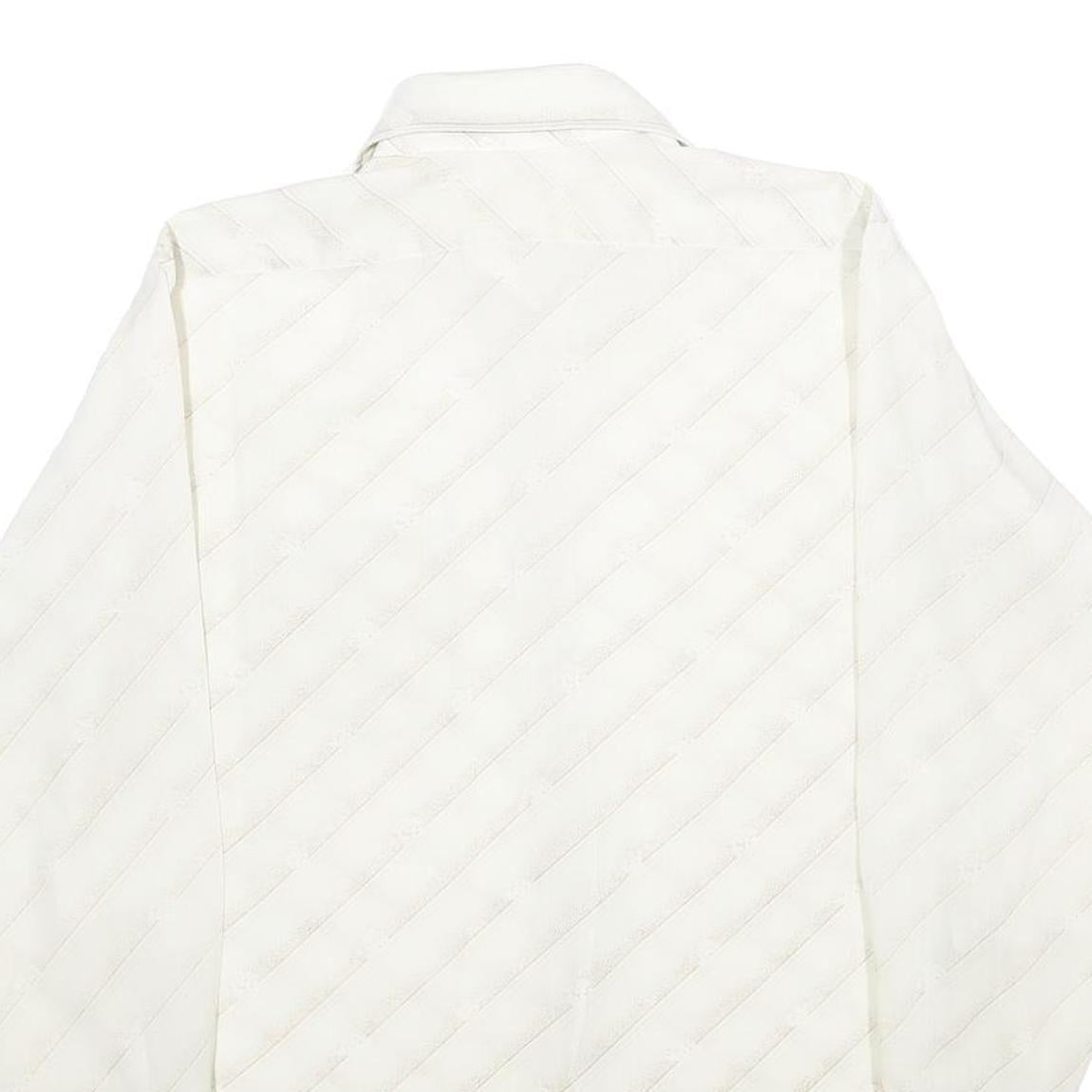 Mens White Polyester Blend Plain Shirt M Classic Collar Long Sleeve Button