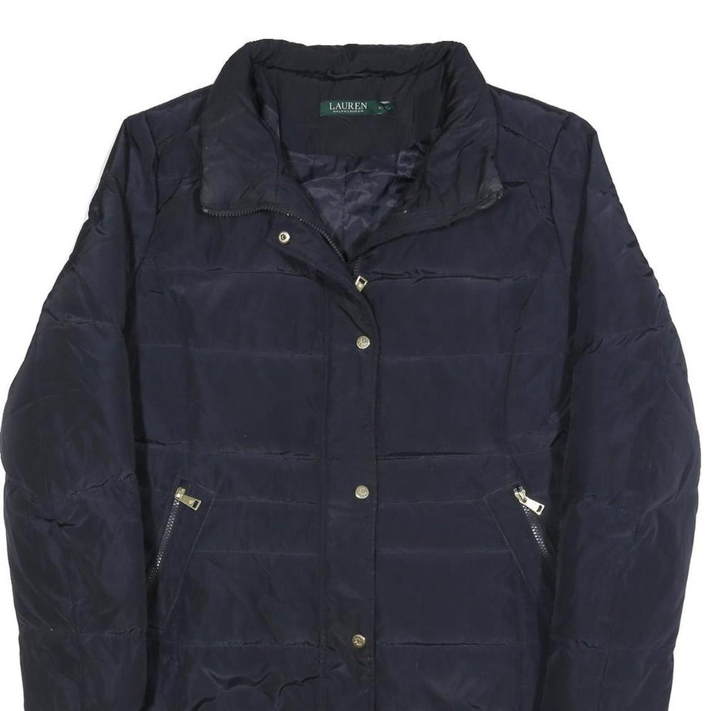 LAUREN RALPH LAUREN Womens Navy Blue Quilted Jacket XL Polyester Zip Coat