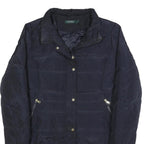 LAUREN RALPH LAUREN Womens Navy Blue Quilted Jacket XL Polyester Zip Coat