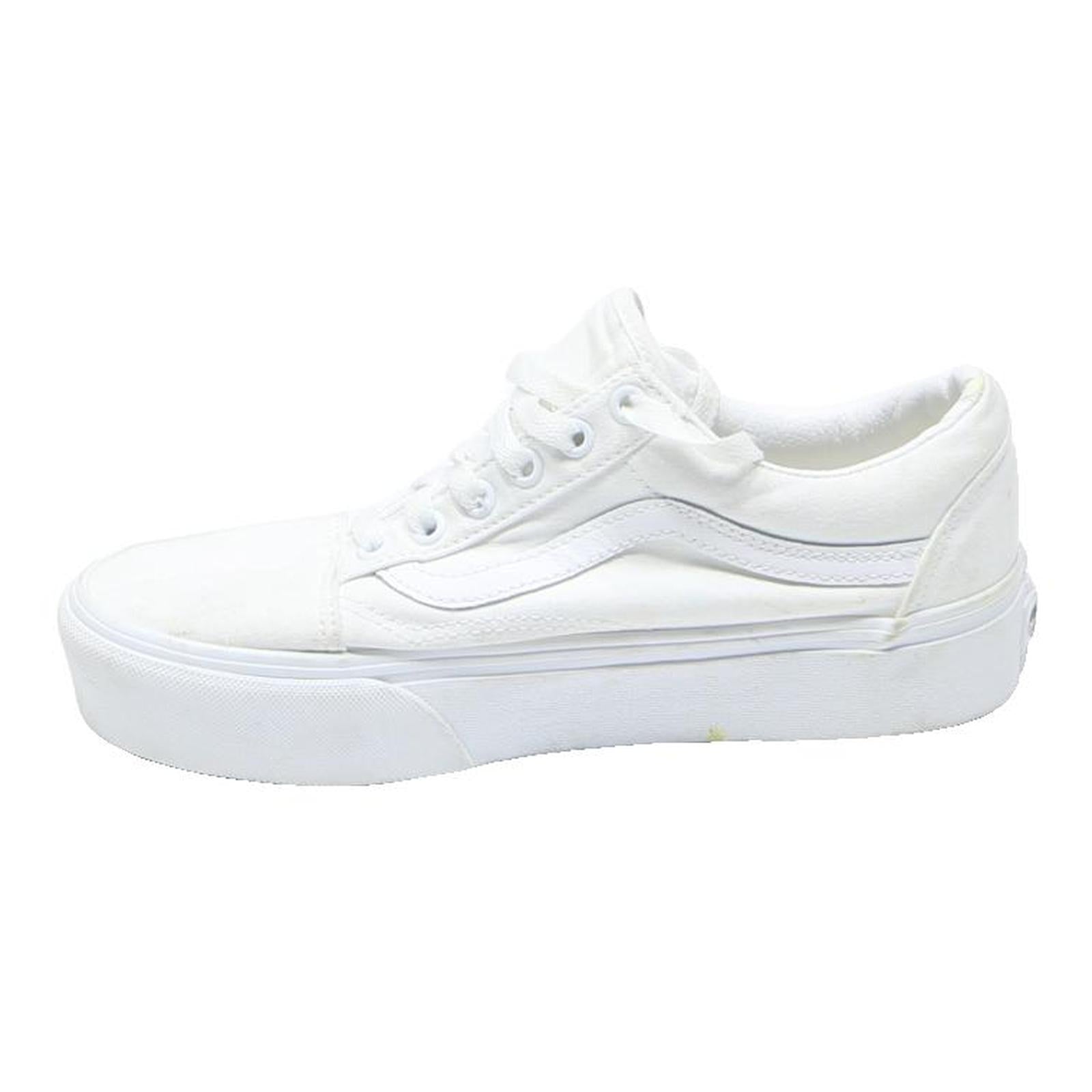 VANS Old Skool Womens White Canvas Low Top Trainers UK 5 Fashion Casual Shoes