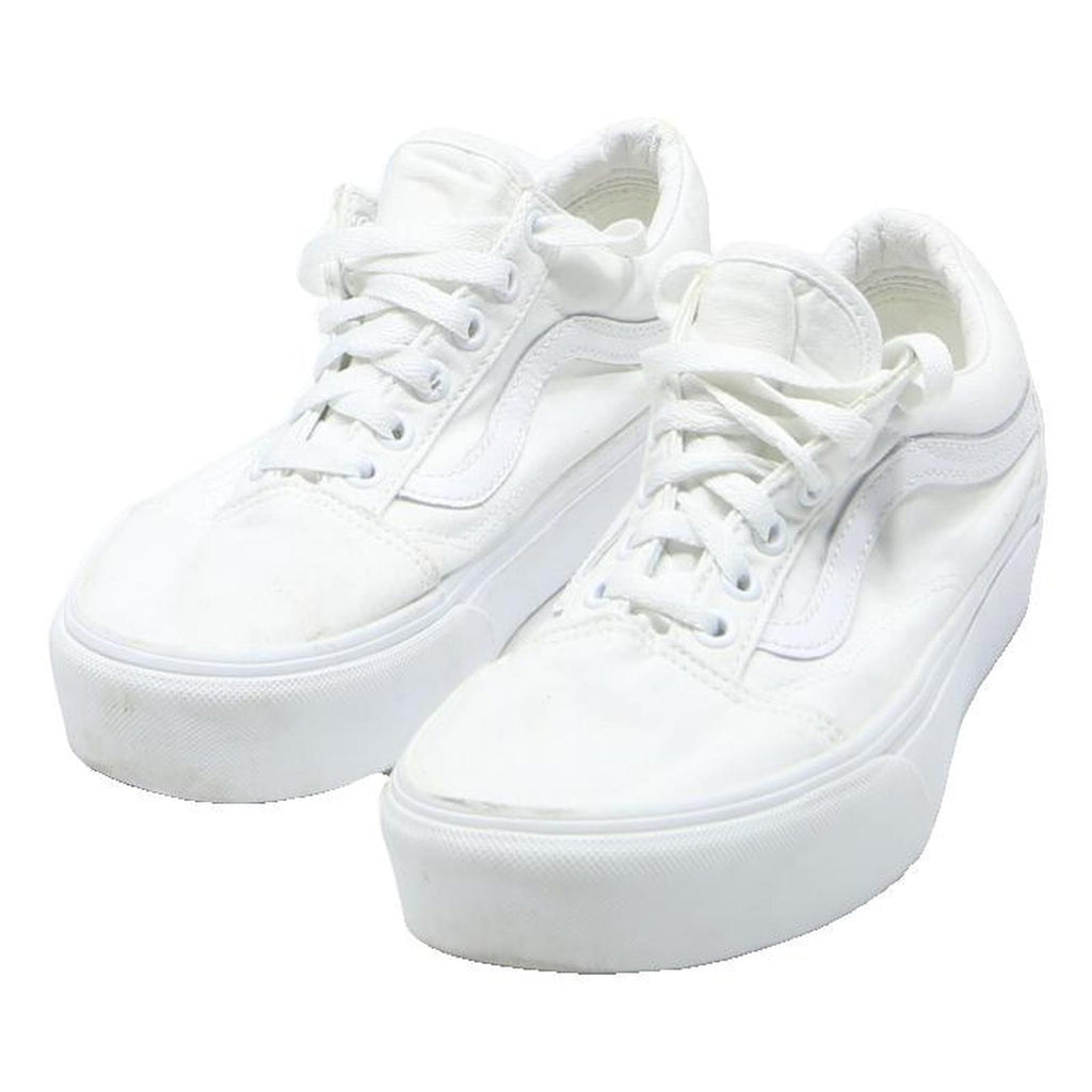 VANS Old Skool Womens White Canvas Low Top Trainers UK 5 Fashion Casual Shoes