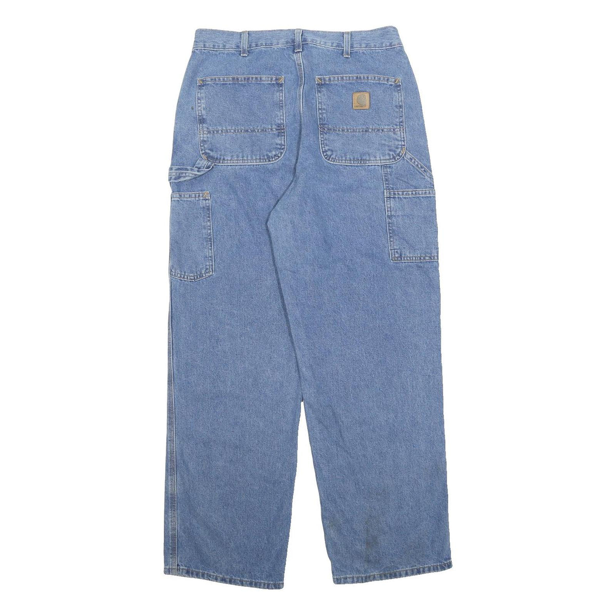 CARHARTT Mens Relaxed Blue Denim Cotton Jeans W30 L30 Workwear Utility Zip