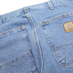 CARHARTT Mens Relaxed Blue Denim Cotton Jeans W30 L30 Workwear Utility Zip