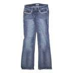 DAYTRIP Womens Blue Regular Bootcut Denim Jeans W30 L30 Stylish Stitching