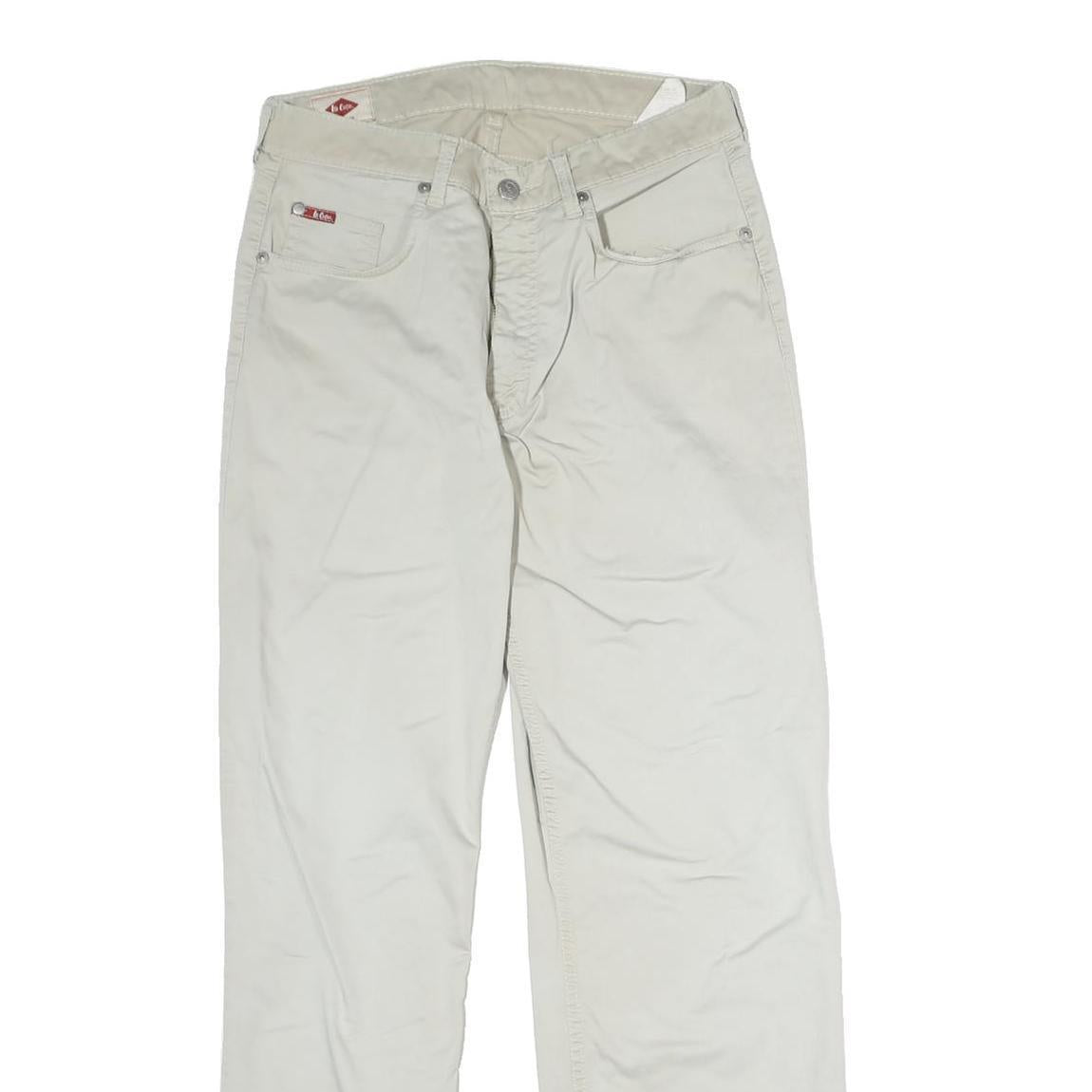 LEE COOPER Mens Cotton White Regular Fit Straight Leg Trousers W36 L30 Casual